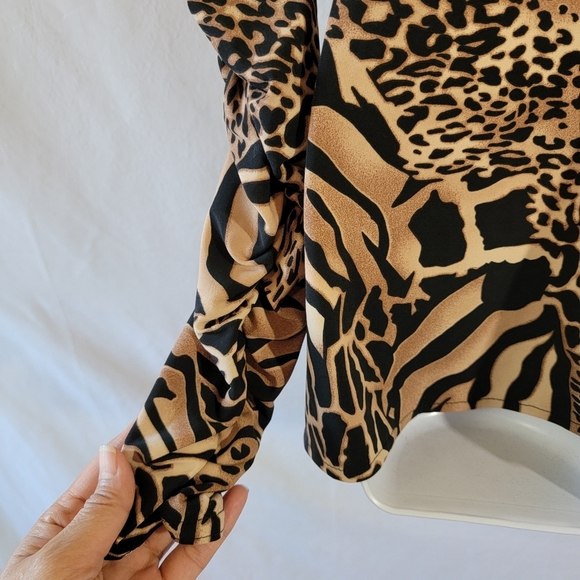 VTG Y2K Linda Segal Babydoll Top Sz L Animal Print Whimsigoth Fairy Grunge Boho - Picture 10 of 13